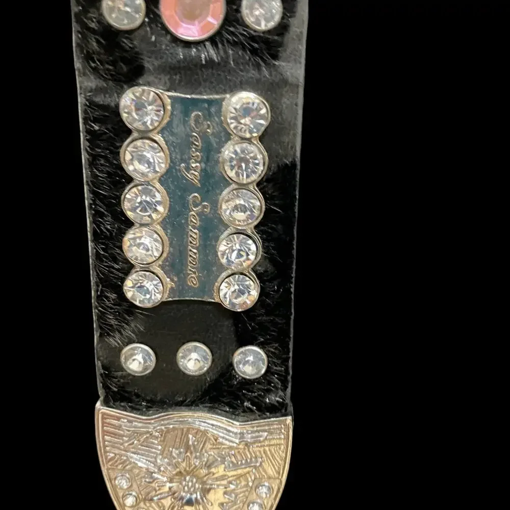 Black and Purple Embellished Belt Length around 45